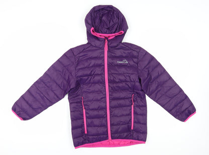 Freedom Trail Girls' Purple Puffer Jacket, 9-10 Years, Hooded, Zip Closure