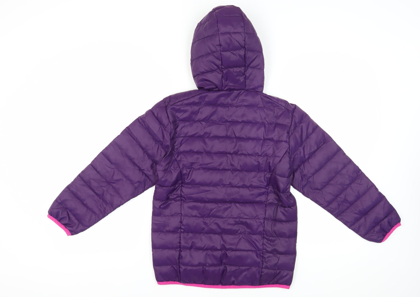 Freedom Trail Girls' Purple Puffer Jacket, 9-10 Years, Hooded, Zip Closure