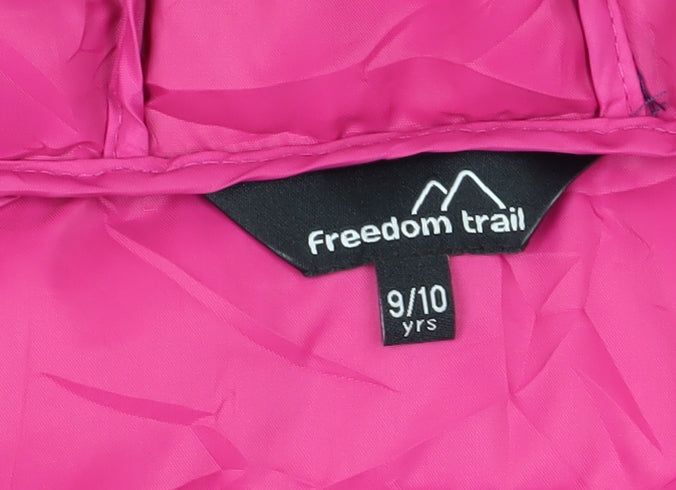 Freedom Trail Girls' Purple Puffer Jacket, 9-10 Years, Hooded, Zip Closure