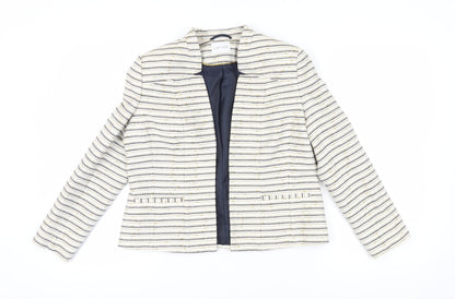 Eastex Womens Ivory Striped Bouclu00e9 Blazer, Size 10