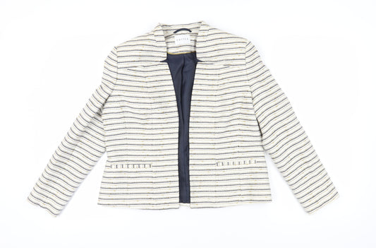 Eastex Womens Ivory Striped Bouclu00e9 Blazer, Size 10