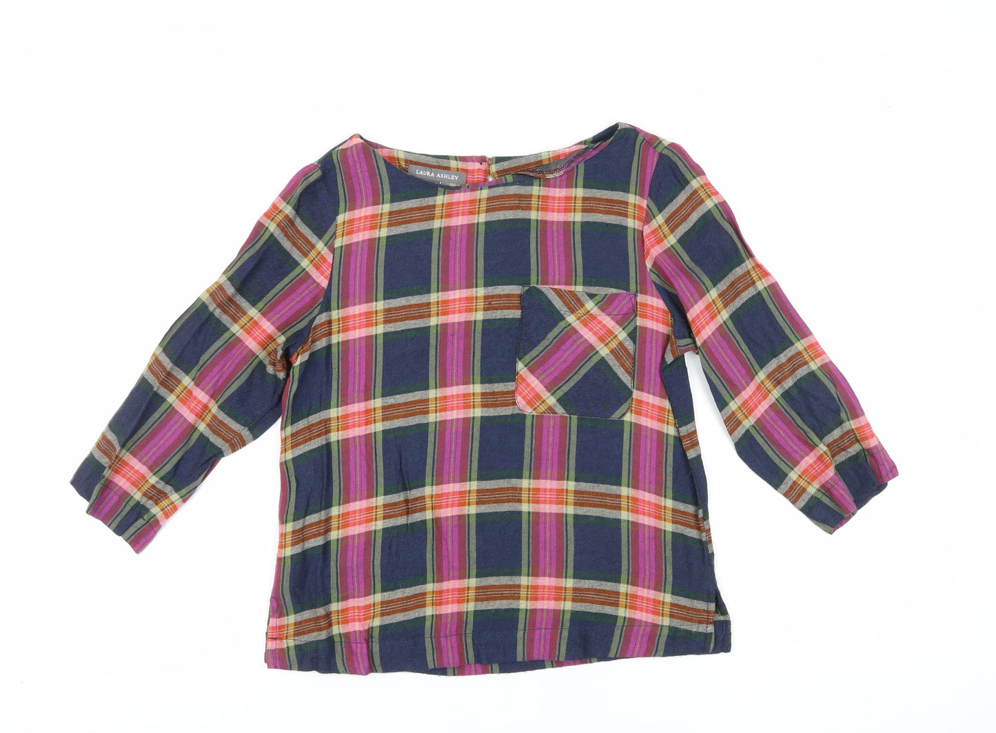 Laura Ashley Women's Multicoloured Plaid Blouse Size 8