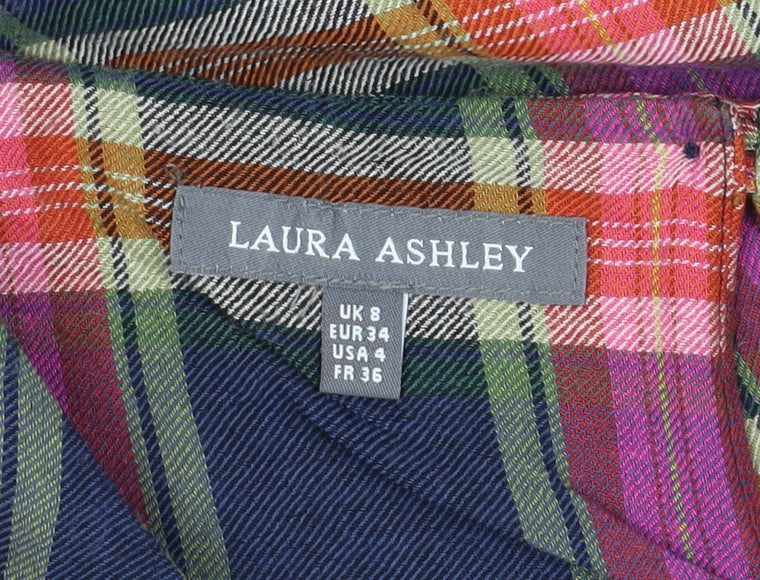 Laura Ashley Women's Multicoloured Plaid Blouse Size 8