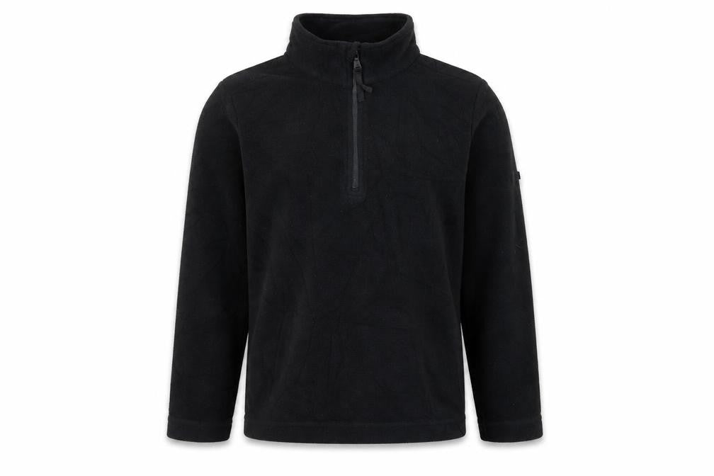 Front view of TOG24 boys’ black fleece pullover hoodie 9-10 years