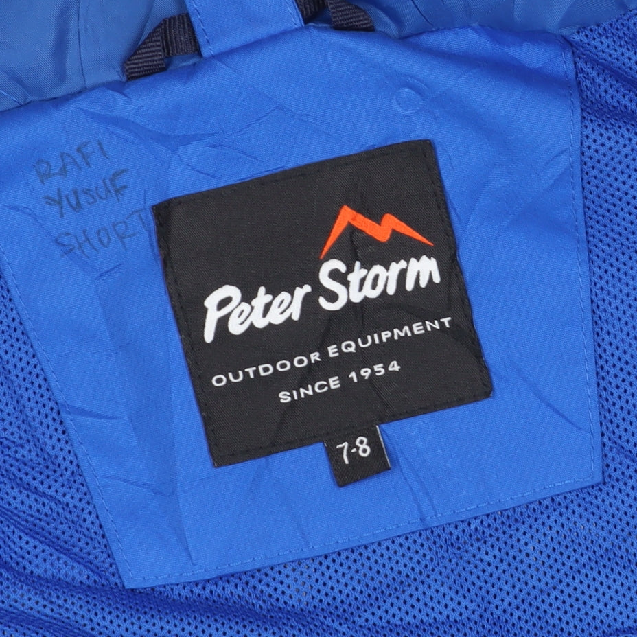 Close-up detail of Peter Storm boys’ blue hooded jacket 7-8 years
