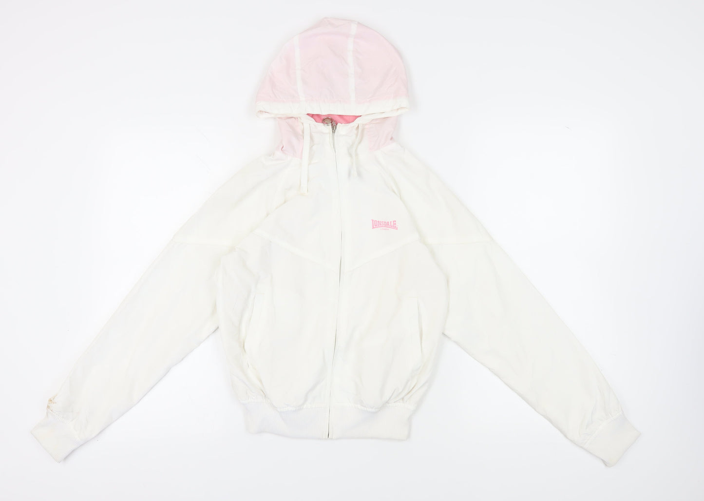 Lonsdale Women's White Hooded Jacket Size 10 Casual