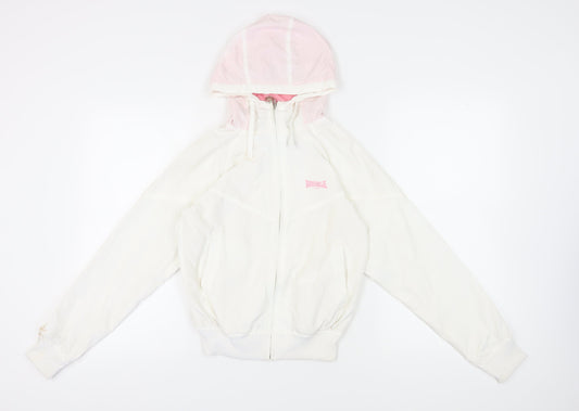 Lonsdale Women's White Hooded Jacket Size 10 Casual