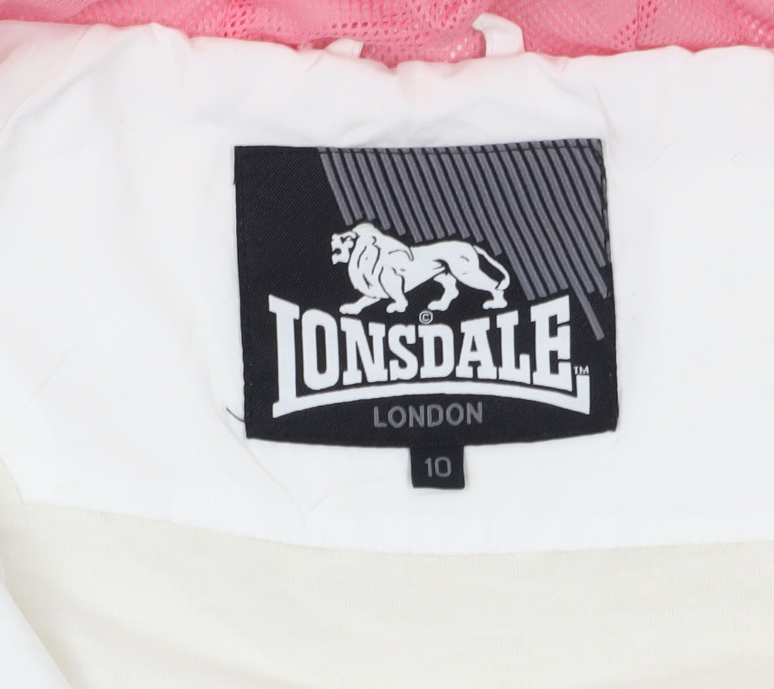 Lonsdale Women's White Hooded Jacket Size 10 Casual