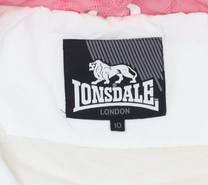 Lonsdale Women's White Hooded Jacket Size 10 Casual