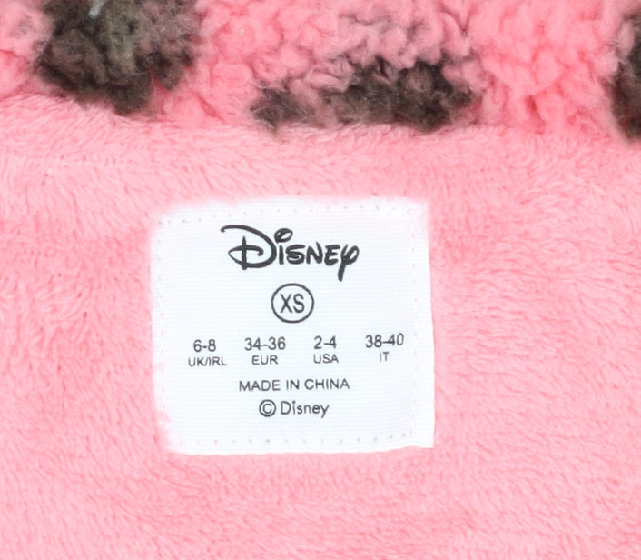 Disney Women's Pink Animal Print Fleece Pyjama Top XS