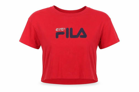 Womens UK Size M FILA Red Cropped T-Shirt