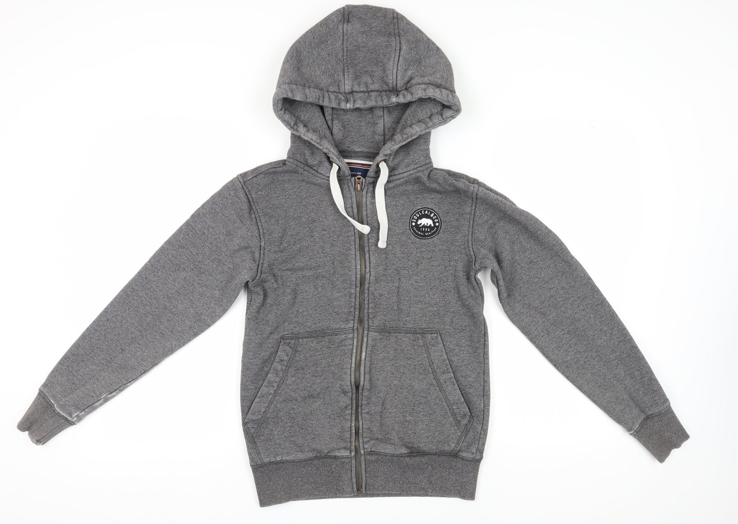 Mens UK Size XS SoulCal & Co Grey Full Zip Hoodie