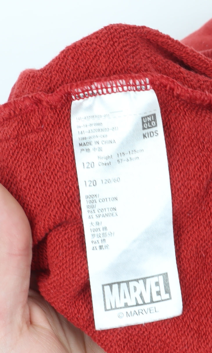 Uniqlo Boys Red Iron Man Hoodie, Size 7-8 Years, Marvel Print