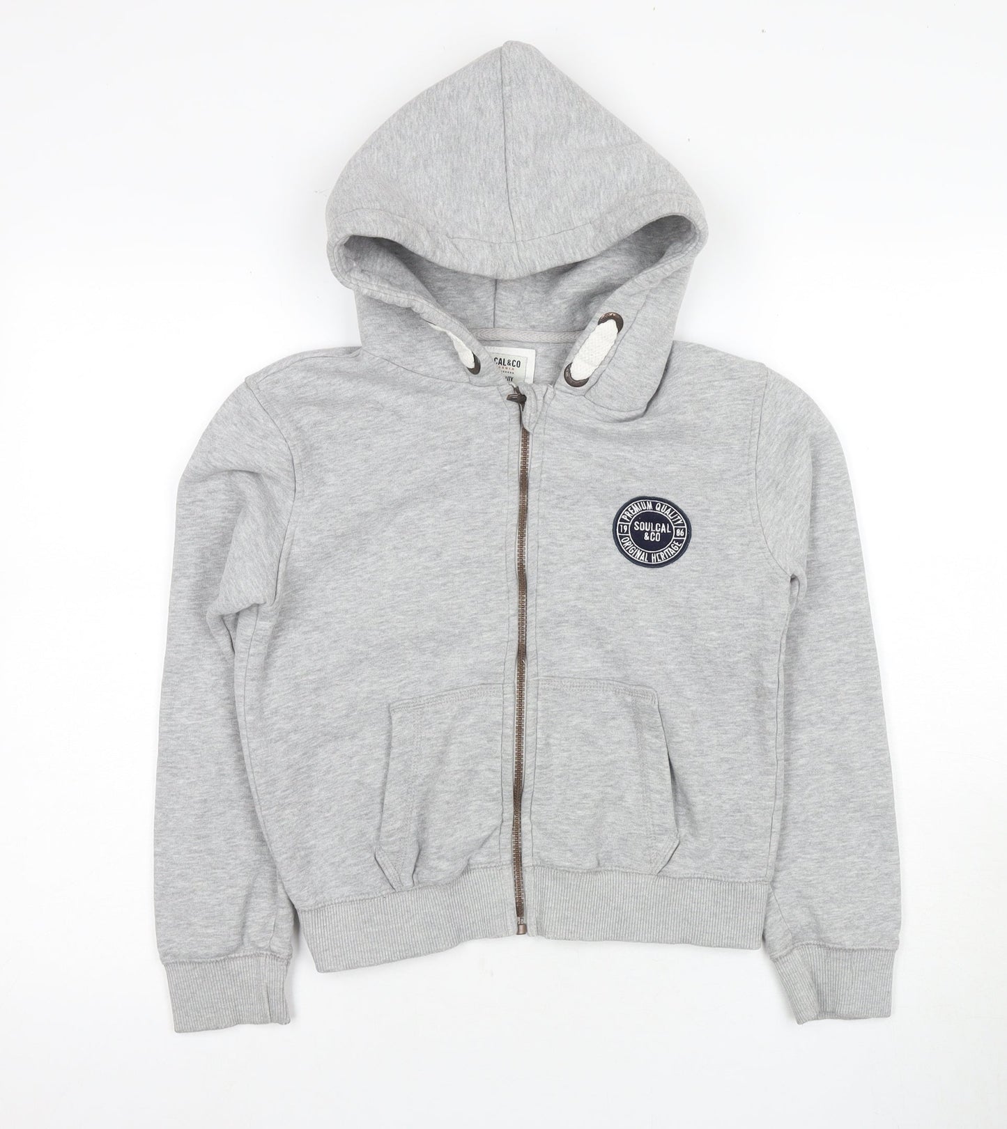 SoulCal & Co Boys Grey Full Zip Hoodie - 13 Years, Logo Accent