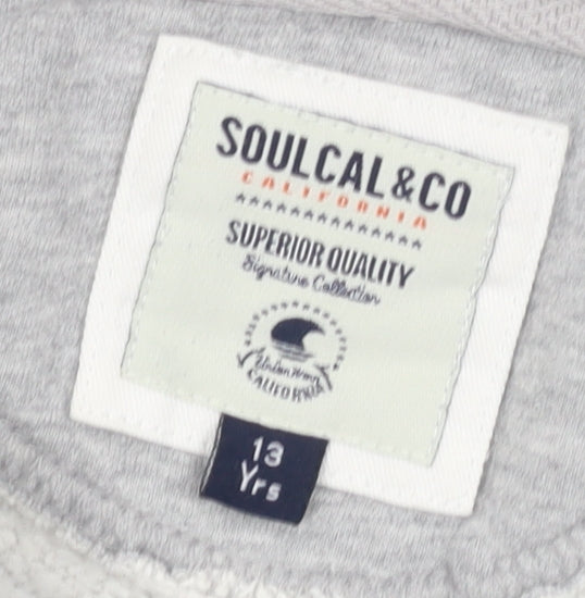SoulCal & Co Boys Grey Full Zip Hoodie - 13 Years, Logo Accent