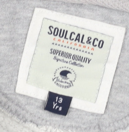 SoulCal & Co Boys Grey Full Zip Hoodie - 13 Years, Logo Accent