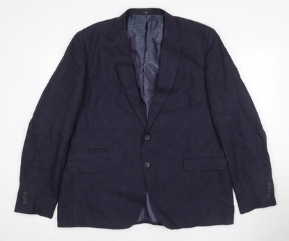 Jeff Banks Men's Blue Linen Blazer 20 Regular Lined