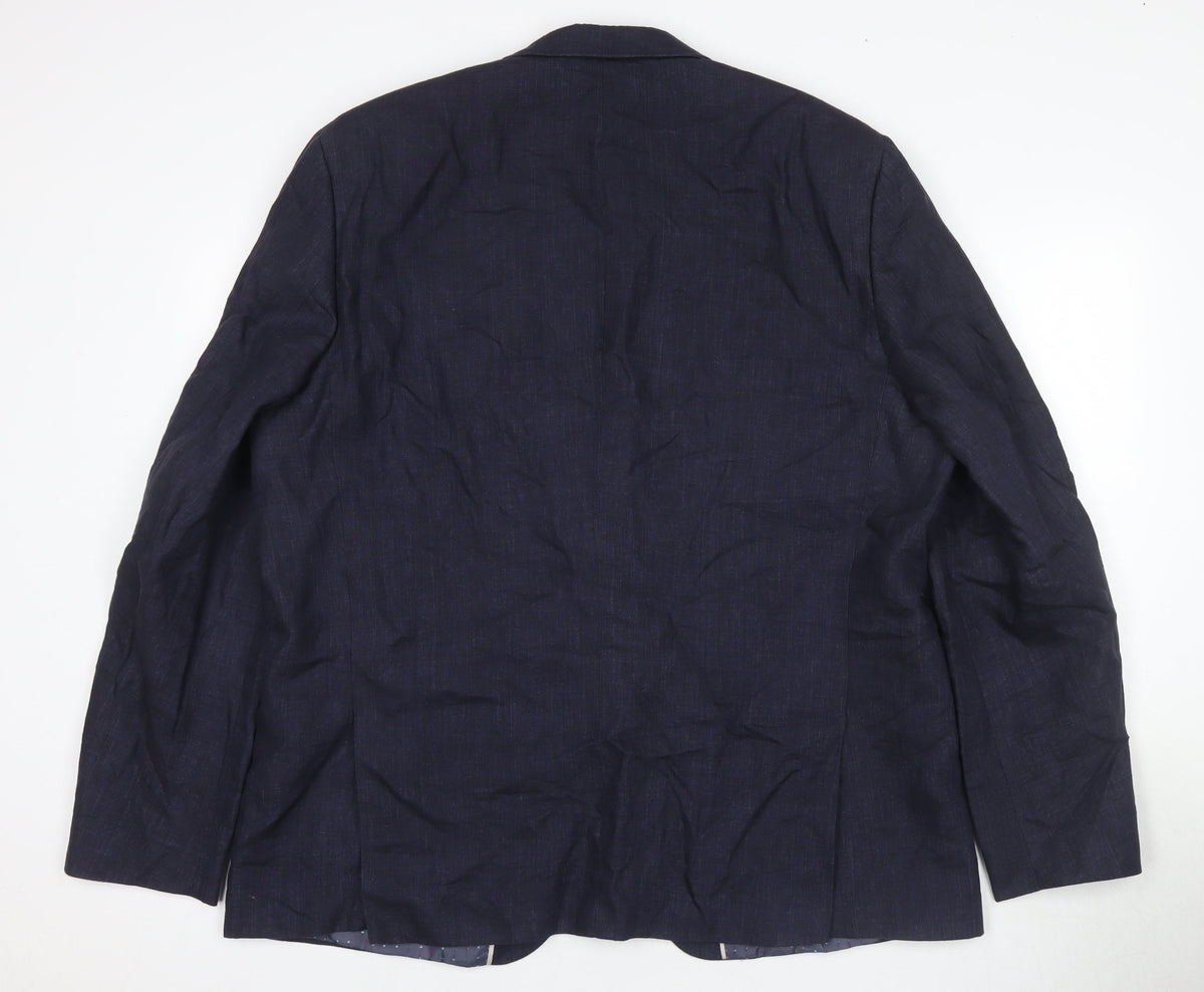 Jeff Banks Men's Blue Linen Blazer 20 Regular Lined