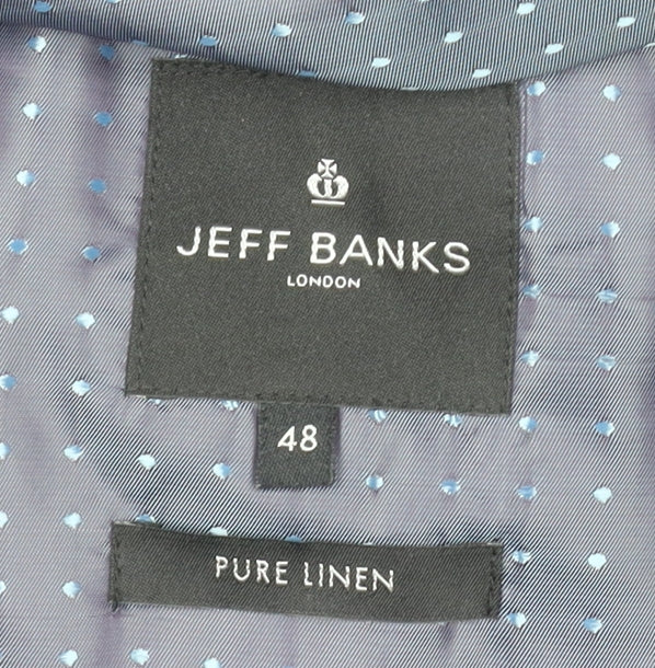 Jeff Banks Men's Blue Linen Blazer 20 Regular Lined