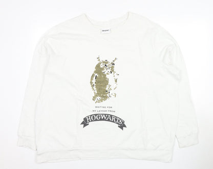 Simply Be Women's White Plus Size Harry Potter Sweatshirt