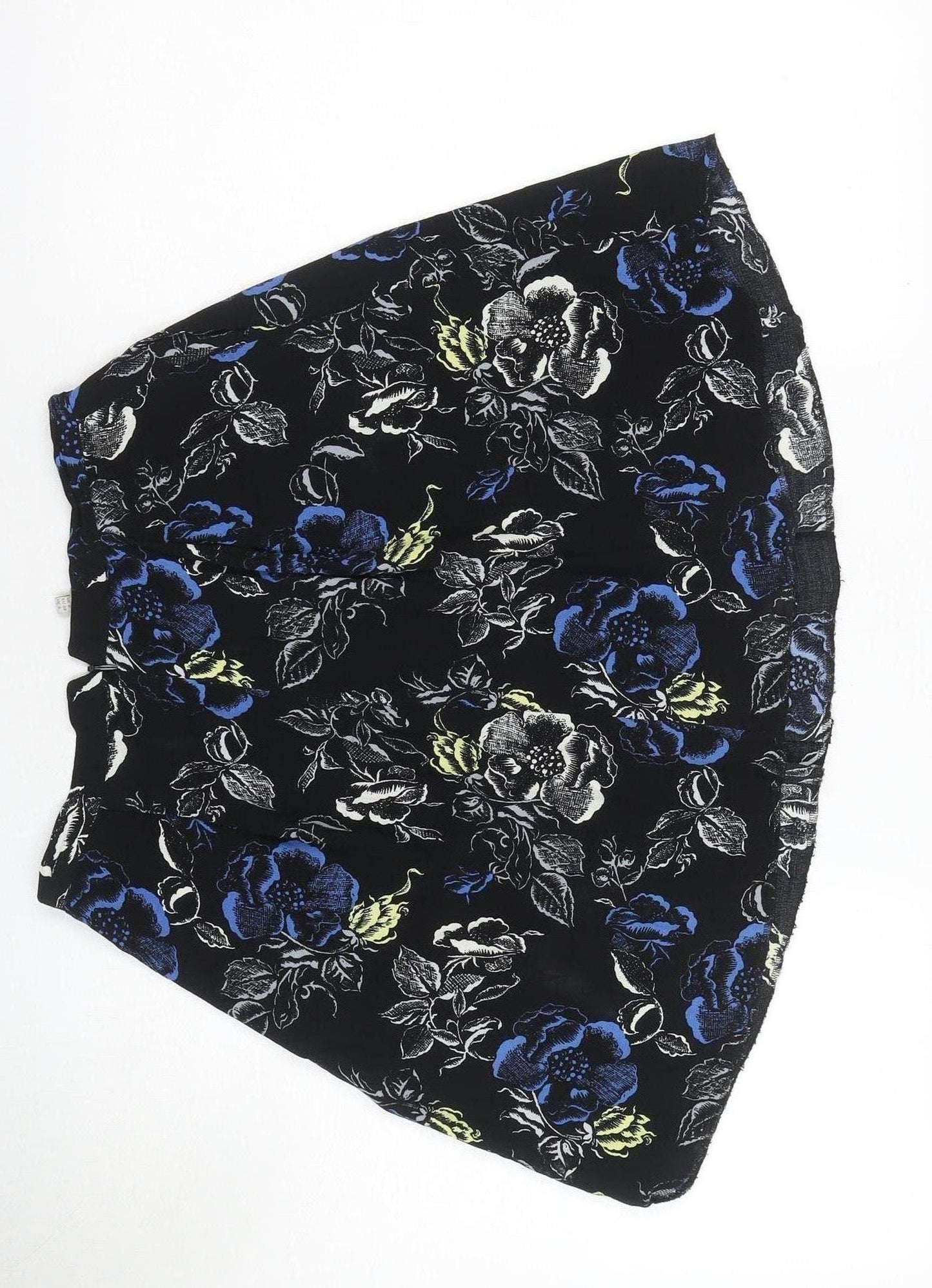 Hobbs Women's Black & Blue A-Line Floral Skirt Size 8