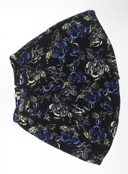 Hobbs Women's Black & Blue A-Line Floral Skirt Size 8
