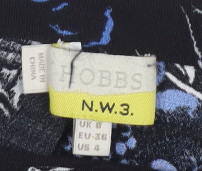 Hobbs Women's Black & Blue A-Line Floral Skirt Size 8