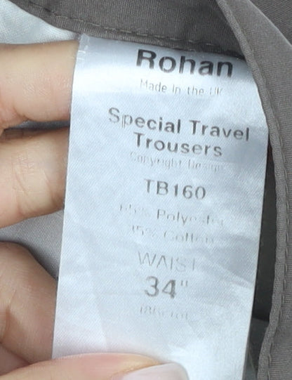 Rohan Women's Brown Travel Trousers Size 34 Straight Fit