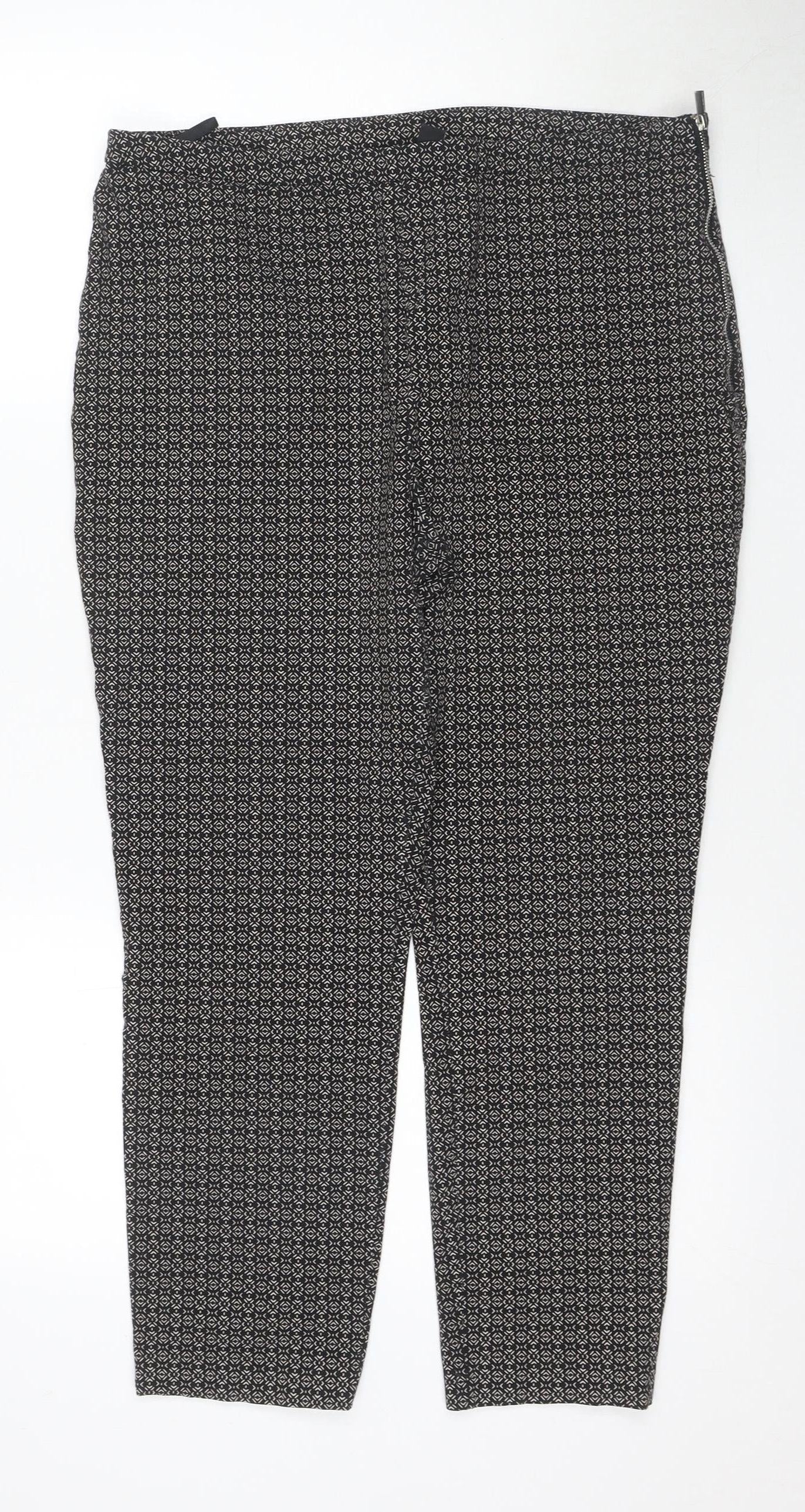 New Look Women's Black Geometric Trousers, Size 16