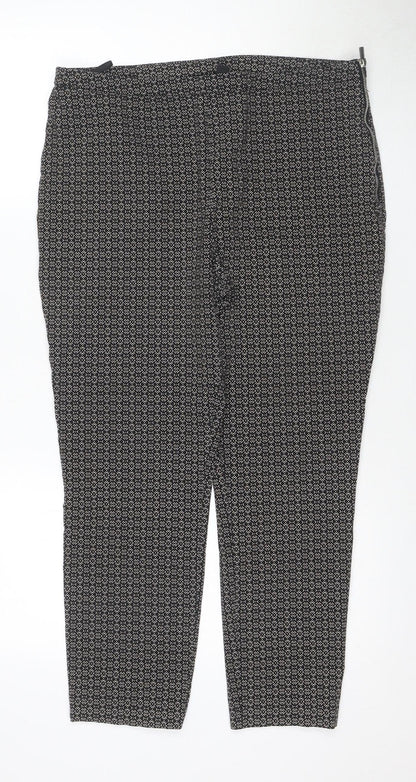New Look Women's Black Geometric Trousers, Size 16