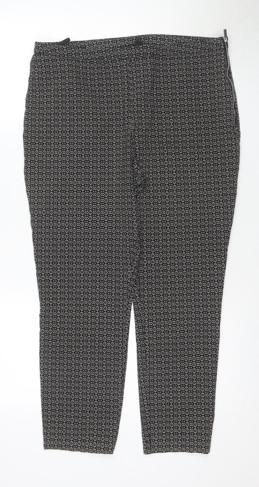 New Look Women's Black Geometric Trousers, Size 16