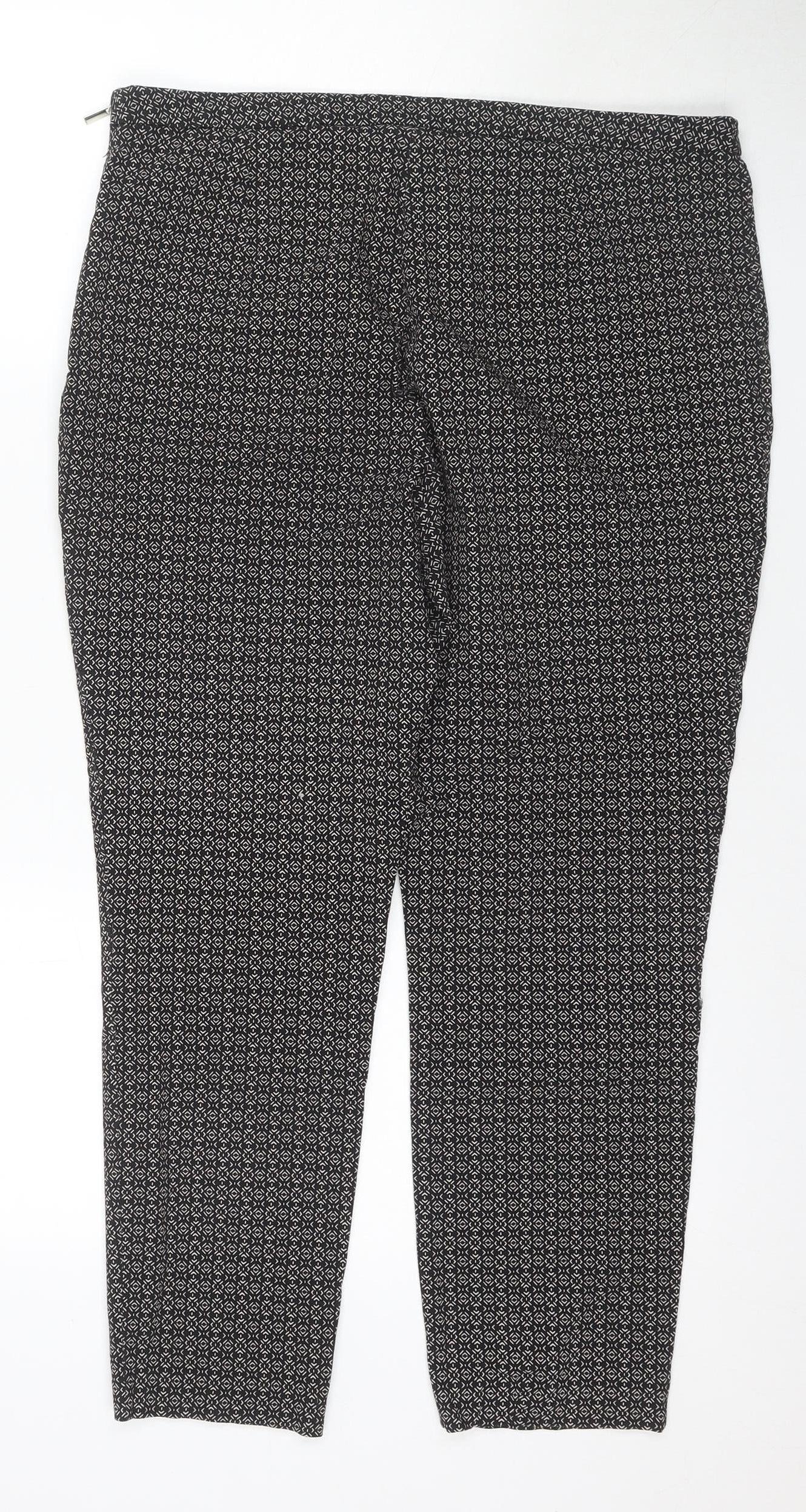 New Look Women's Black Geometric Trousers, Size 16