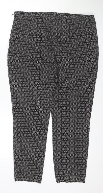 New Look Women's Black Geometric Trousers, Size 16