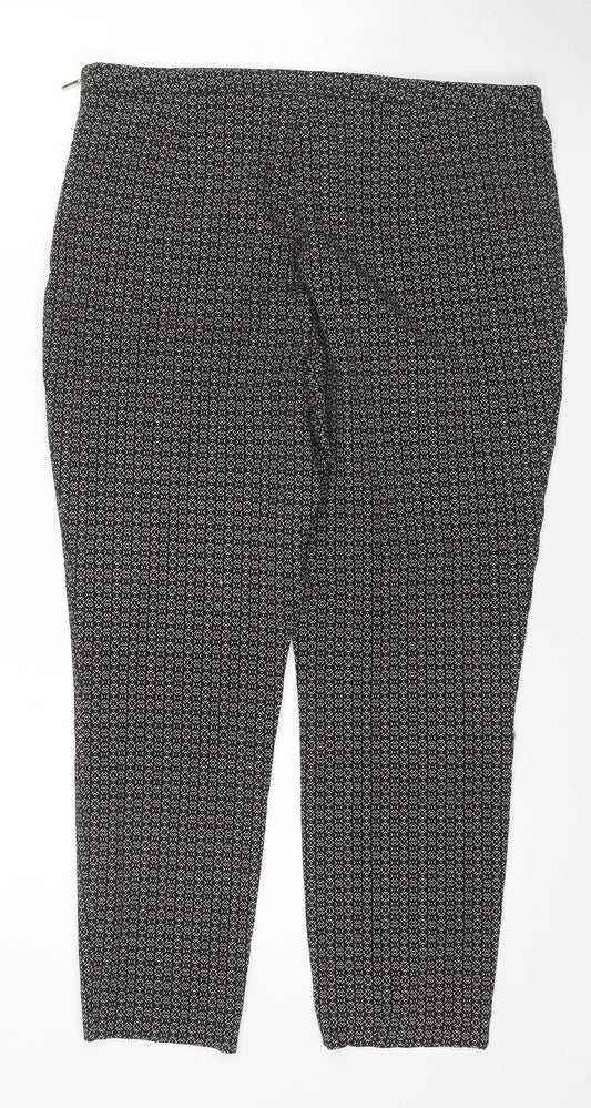 New Look Women's Black Geometric Trousers, Size 16