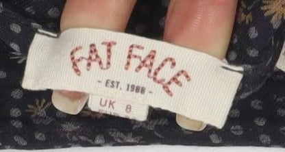 Fat Face Women's Black Floral Pleated Midi Skirt Size 8