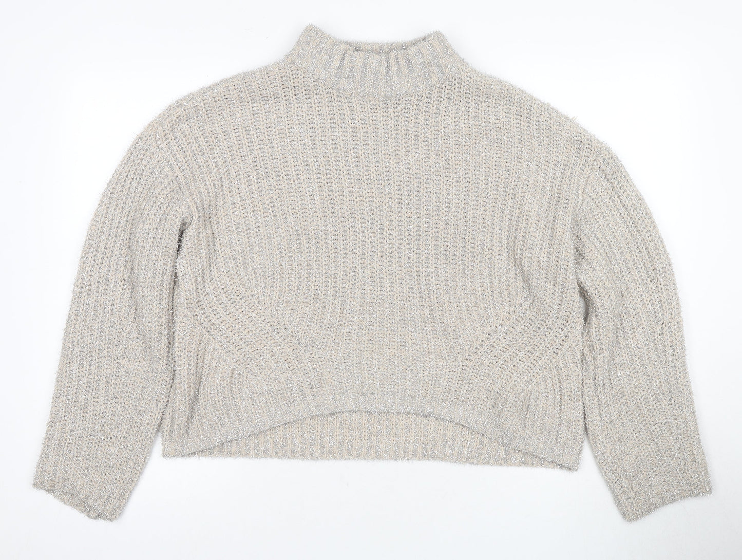 Womens UK Size L Pieces Grey Pullover Jumper