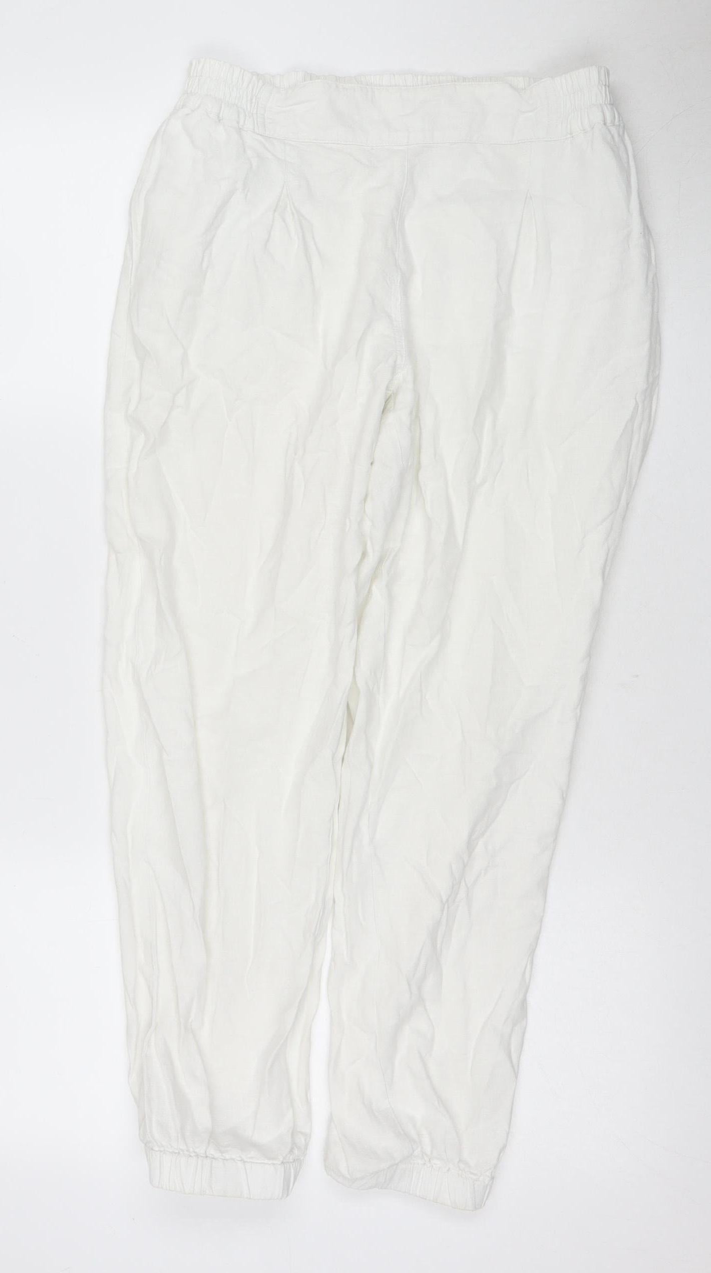Monsoon Women's White Cotton Jogger Trousers Size 10