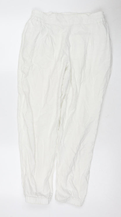 Monsoon Women's White Cotton Jogger Trousers Size 10