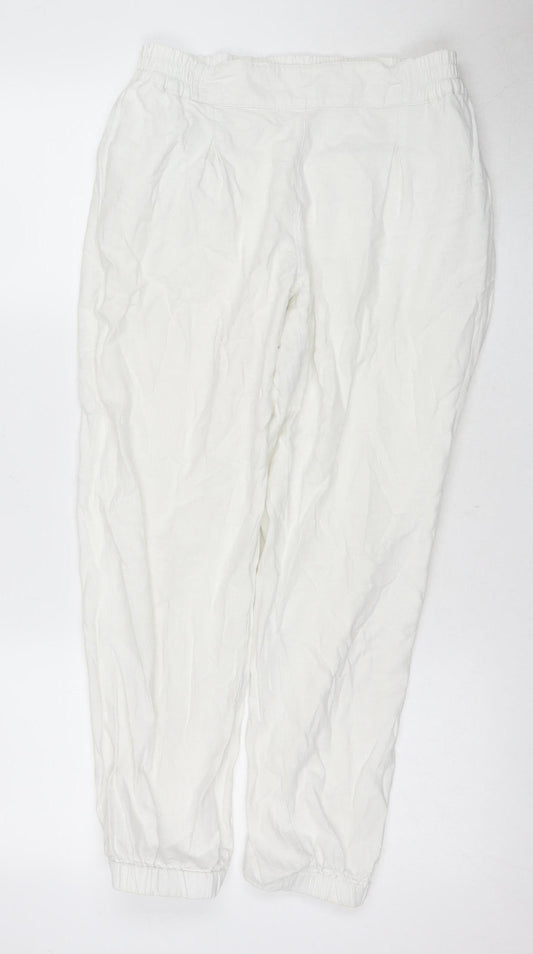 Monsoon Women's White Cotton Jogger Trousers Size 10