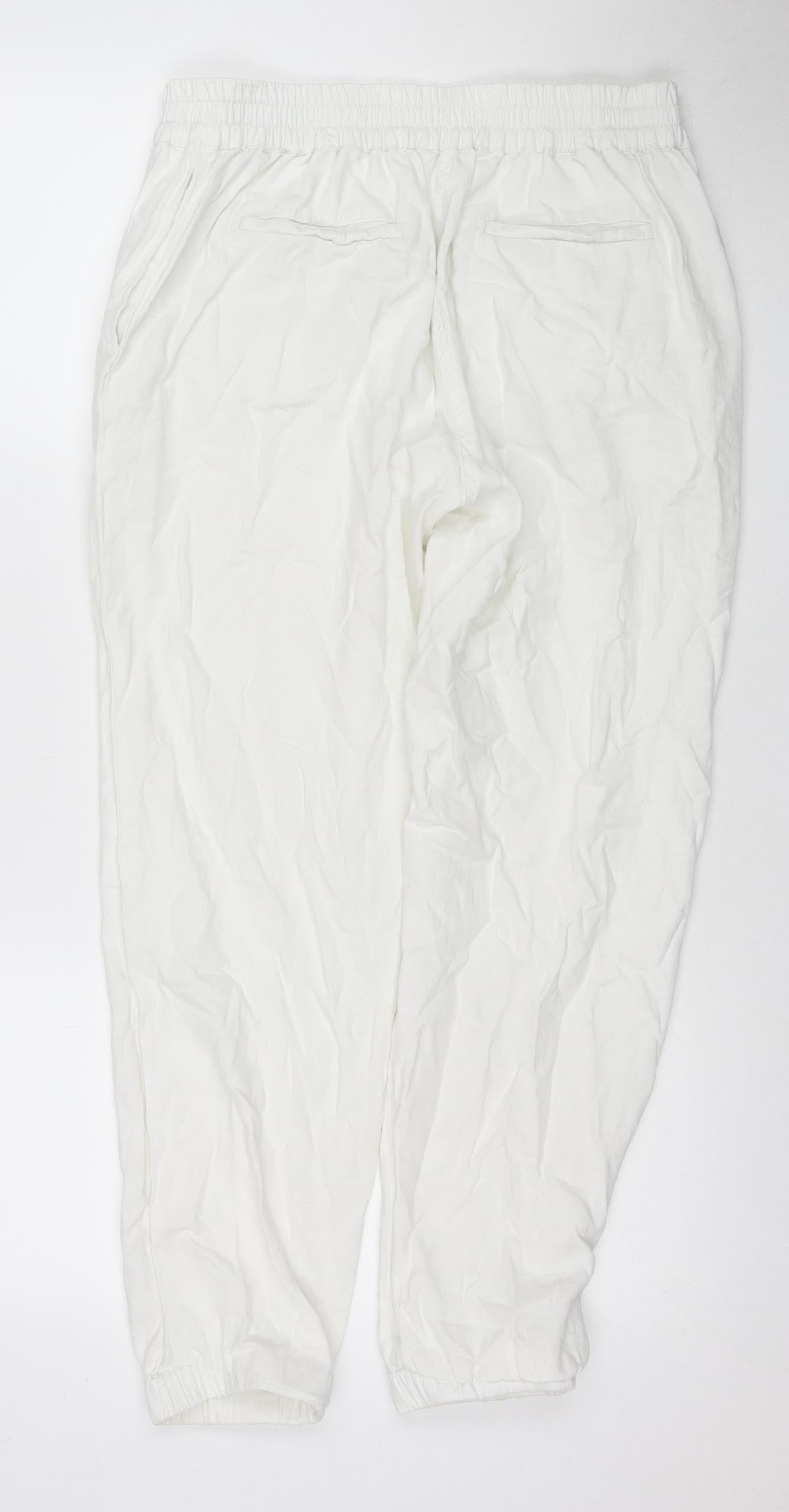 Monsoon Women's White Cotton Jogger Trousers Size 10