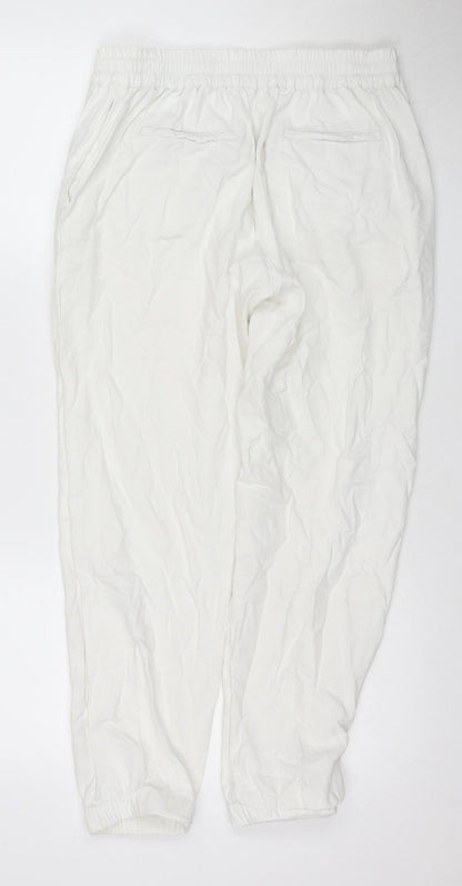 Monsoon Women's White Cotton Jogger Trousers Size 10