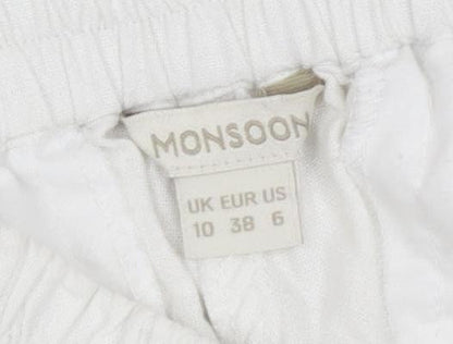 Monsoon Women's White Cotton Jogger Trousers Size 10