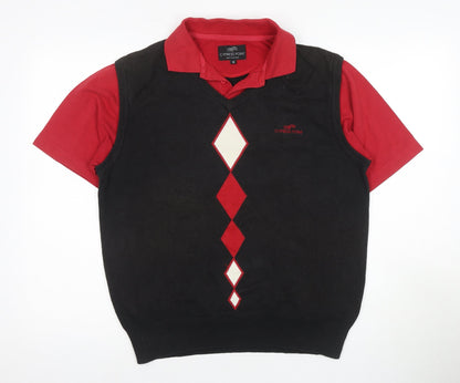 Cypress Point Men's Black Argyle Golf Polo Shirt
