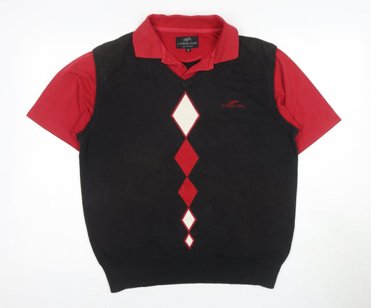 Cypress Point Men's Black Argyle Golf Polo Shirt