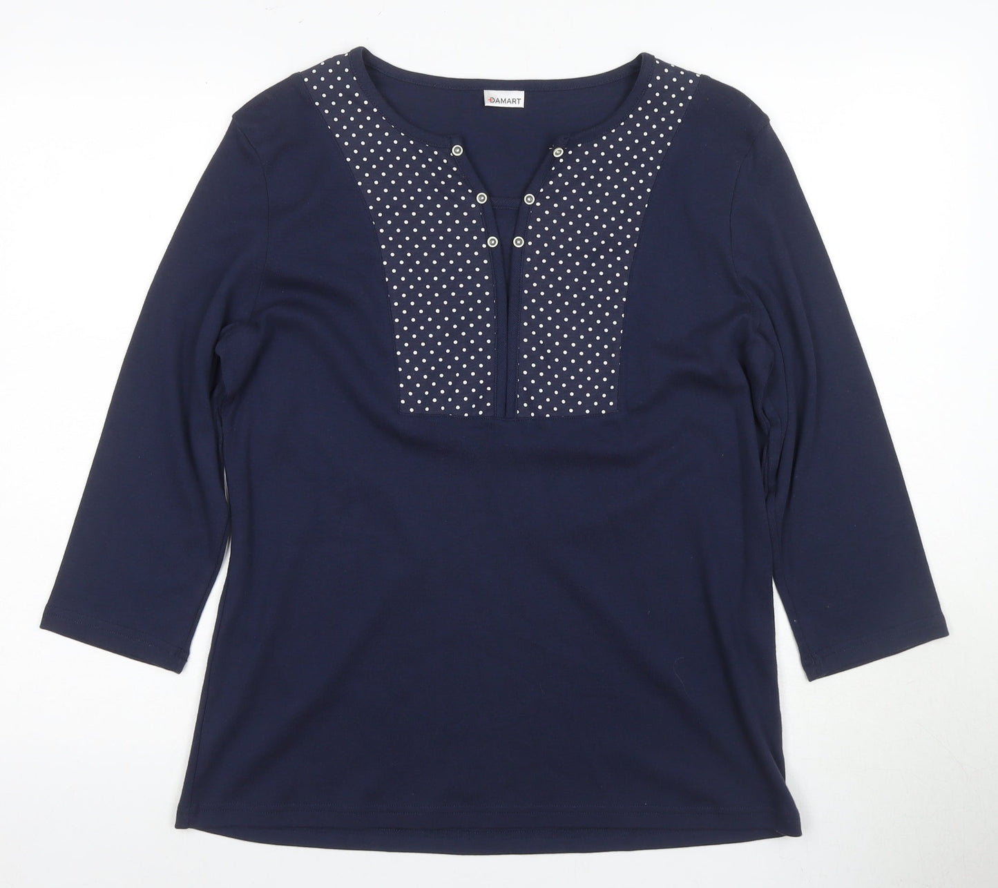 Damart Women's Blue 3/4 Sleeve Basic T-Shirt - Size L