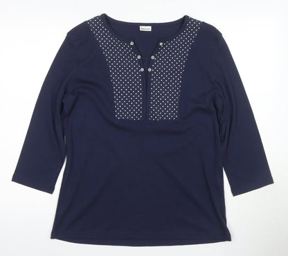 Damart Women's Blue 3/4 Sleeve Basic T-Shirt - Size L