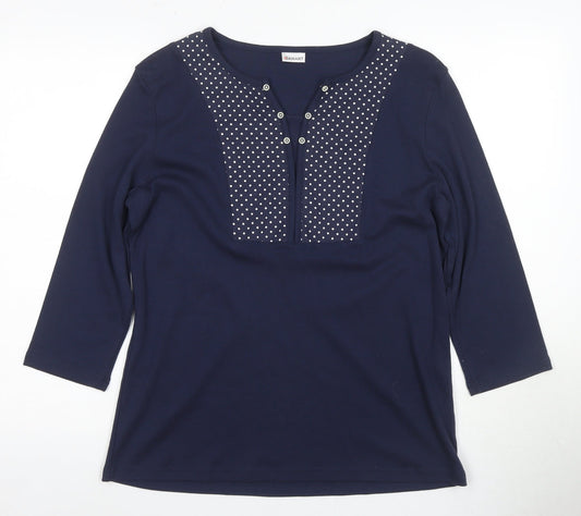 Damart Women's Blue 3/4 Sleeve Basic T-Shirt - Size L