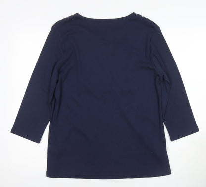 Damart Women's Blue 3/4 Sleeve Basic T-Shirt - Size L