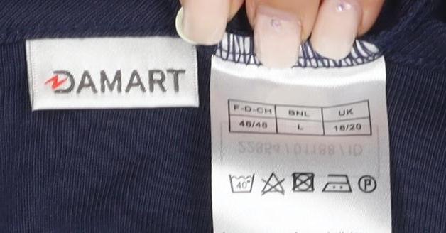 Damart Women's Blue 3/4 Sleeve Basic T-Shirt - Size L