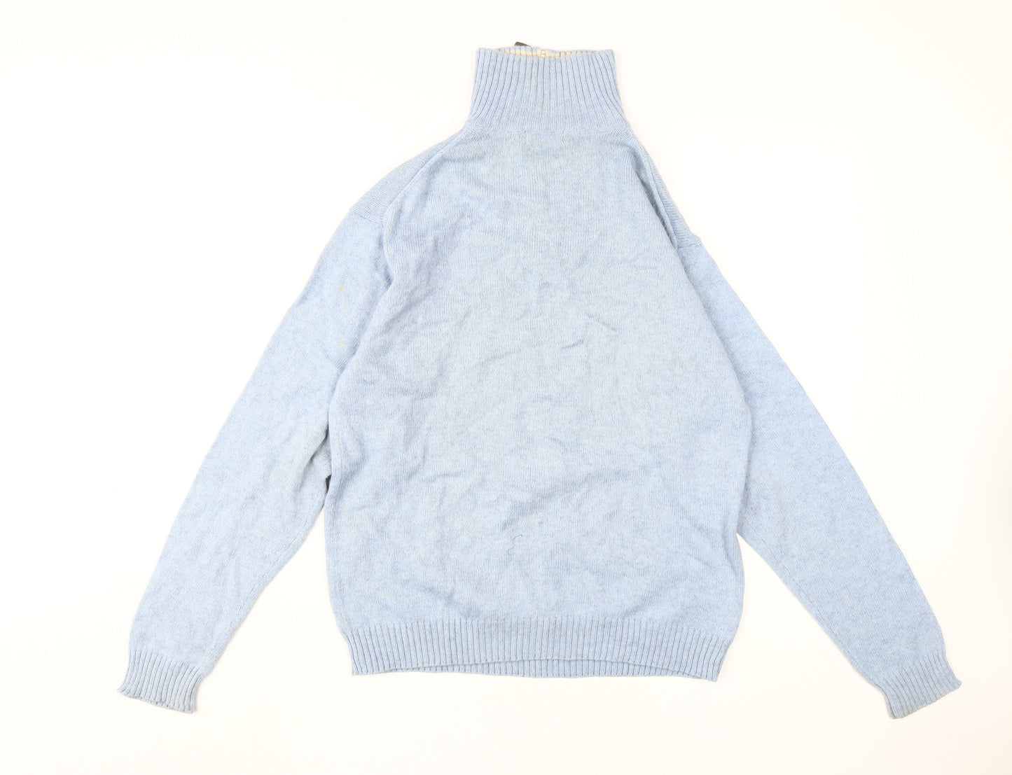 GANT Men's Blue High Neck Jumper M Knit Cotton Blend